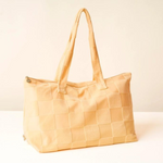 Terry Tote - Peach Check