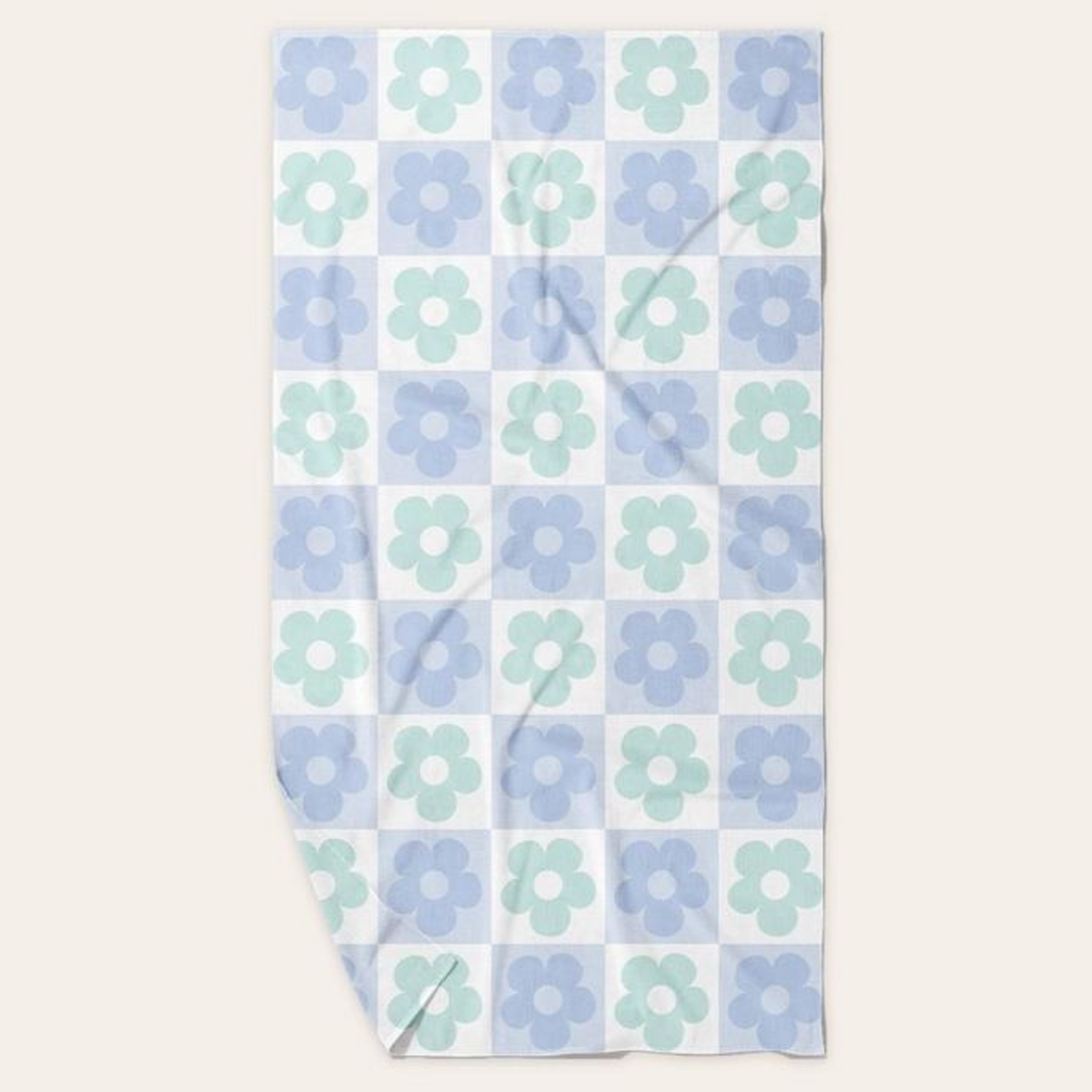 XL Quick-Dry Beach Towel - Blue Check