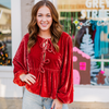 Grace Velvet Blouse - Carmine