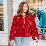 Grace Velvet Blouse - Carmine
