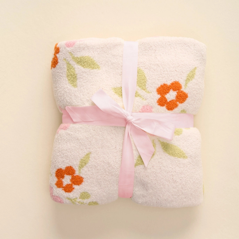 Floral Pink Scalloped Luxe Blanket